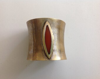 Authentic Artisan Art Deco Period Carnelian Stone Cuff Bracelet