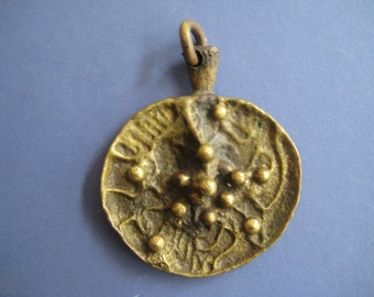 1960s Handmade Brutalist Biker Rockstar Hippie Solid Bronze Pendant in The Manner of PAL Kepenyes