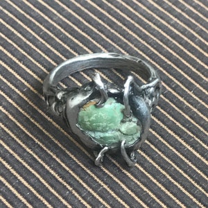 Hippie Rock Rings 1960s Hippie Rocker Abstract Sterling Ring With Raw Turquoise - Etsy