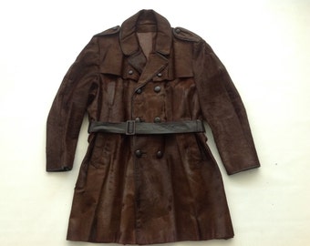 1980s Swank Super Fly Men's Double Breasted Pony Overcoat, Spain