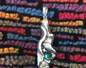 Modernist Organic Form .999 Silver Pendant