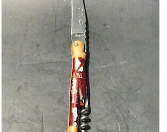 Vintage Veritable Laguiole # 440 France Folding Pocket Knife Corkscrew With Case
