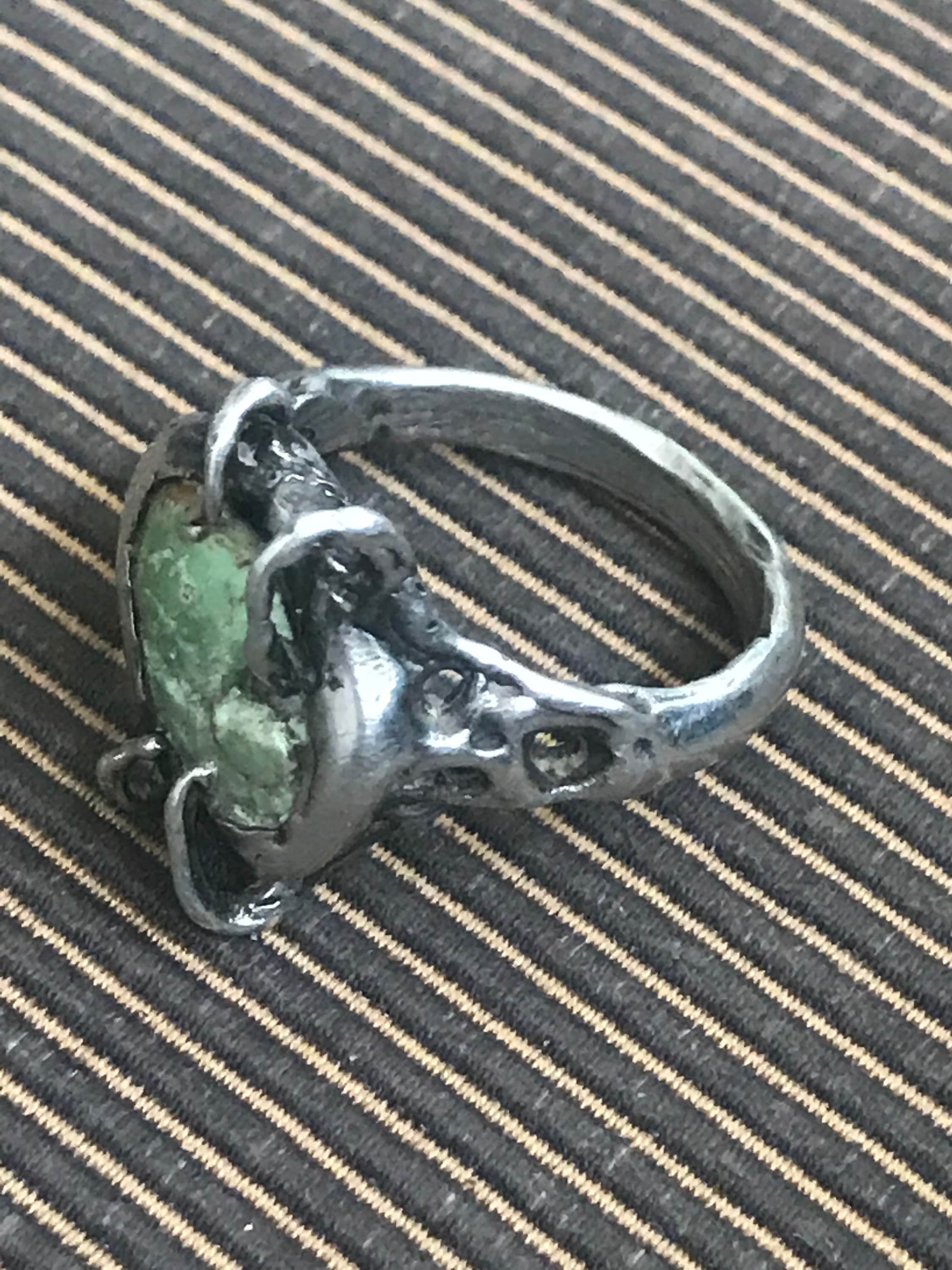 1960s Hippie Rocker Abstract Sterling Ring With Raw Turquoise - Etsy