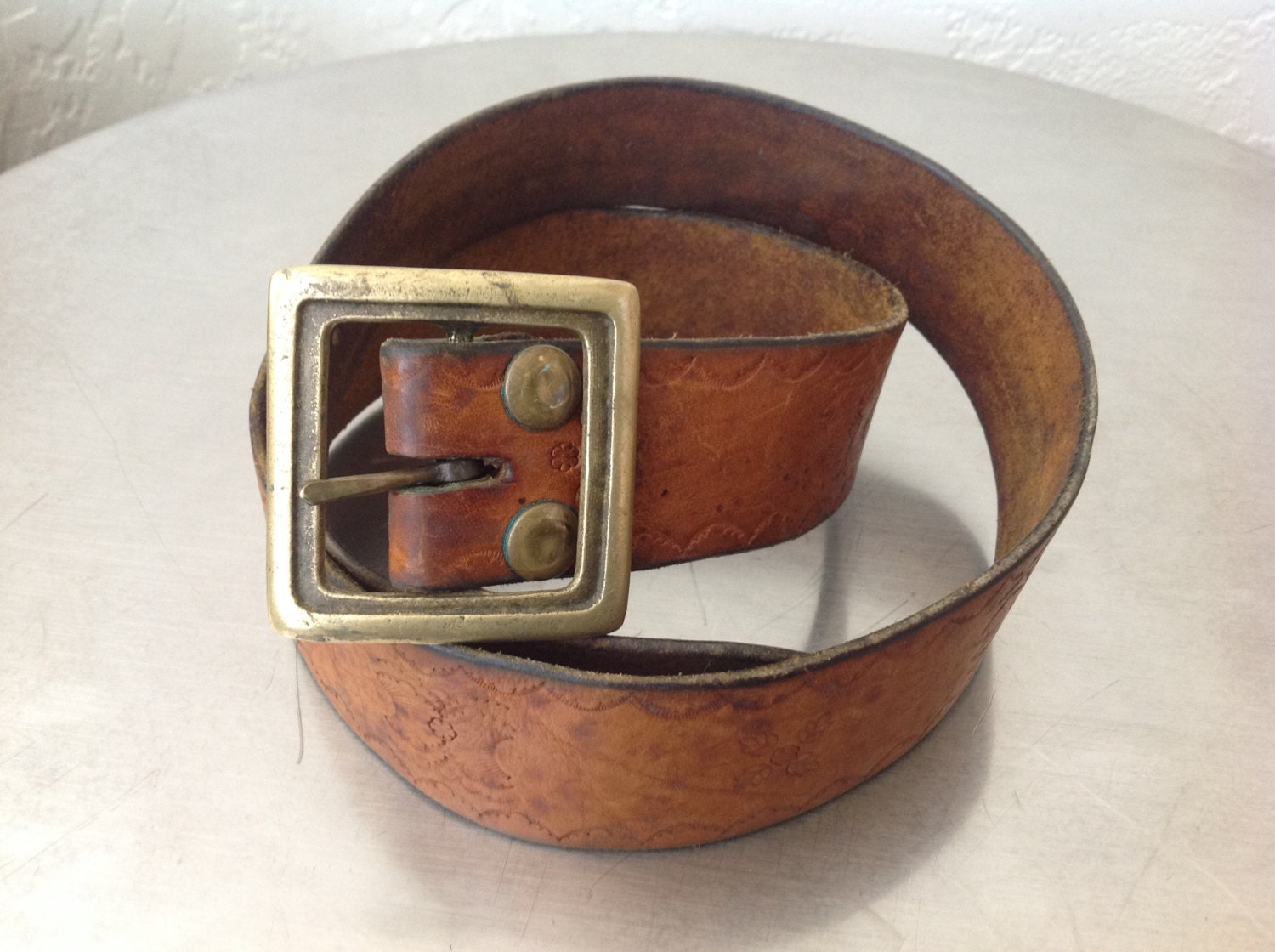 70s Leather Belt - Etsy