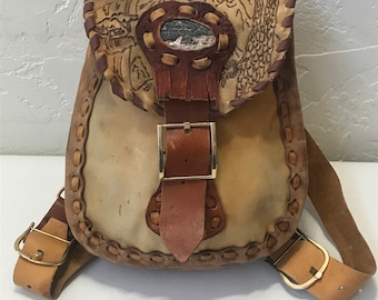 Hippie Leather Back Pack Handcrafted - Etsy display picture 3