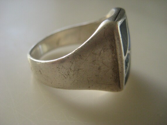 1950's Abstract Design Artisan Opal Onyx Sterling… - image 3