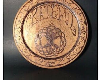 GRATEFUL DEAD 1970s Folk Art Wood And Ink Platter, Signed