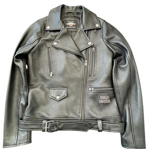 Harley Davidson Women&#39;s Black Lambskin Leather Motorcycle Jacket- Size Small