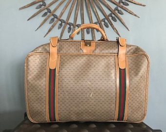 Extraordinary Fine GUCCI Luxury Suitcase Luggage Monogram GG Canvas Leather