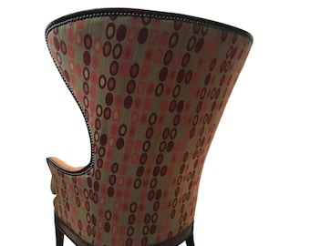 Designer Knoll Abacus Upholstered High Wingback Saddle Leather Chair
