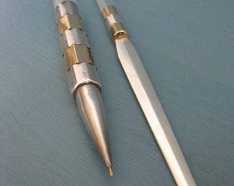 A Fine and Elegant Gucci Sterling Silver Lucite 18K Gold Ballpoint Pen & Letter Opener c.1960
