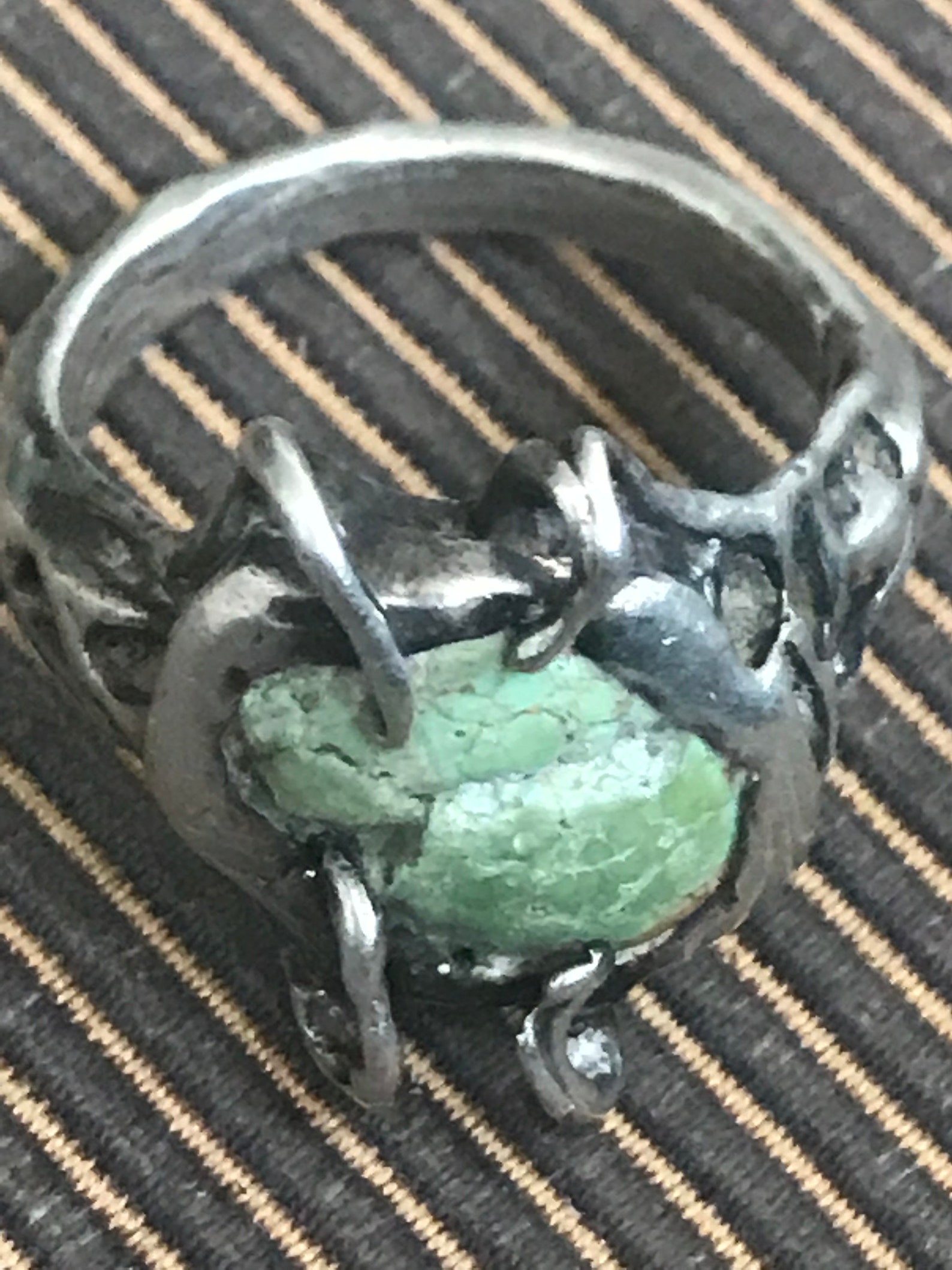 1960s Hippie Rocker Abstract Sterling Ring With Raw Turquoise - Etsy