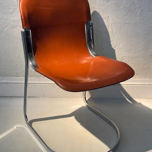 1970’s Cognac Leather Chrome Cantilever Chair by Willy Rizzo for Cidue Italy