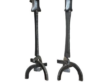 Brutalist Torch Cut Candlestick Holders With Blacksmith Makers Mark