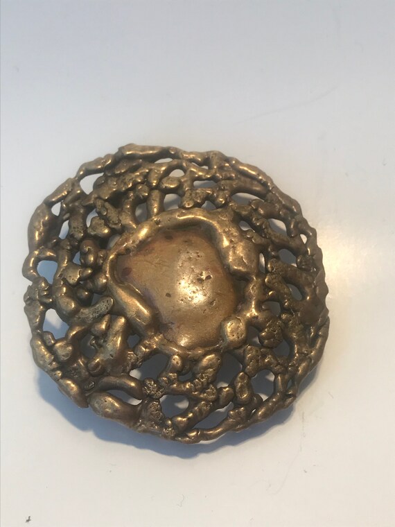1960s Fused Hippie Beatnik Brass Belt Buckle