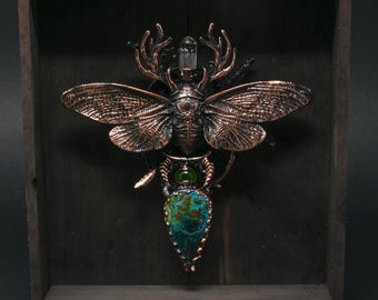 Antlered Cicada Spirit - Gemstone Forest Guardian