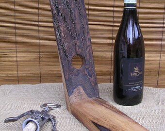 Rustic Live Edge Hard Maple Wine Rack: Single Bottle Display