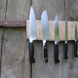 Tiger Stripe Maple Magnetic Knife Rack: Nakiri Knife Shape