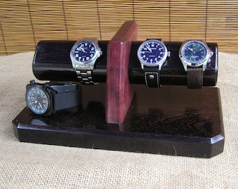 Watch Stand, Watch Holder, Watch Display, Watch Display Stand, Purpleheart / Wenge