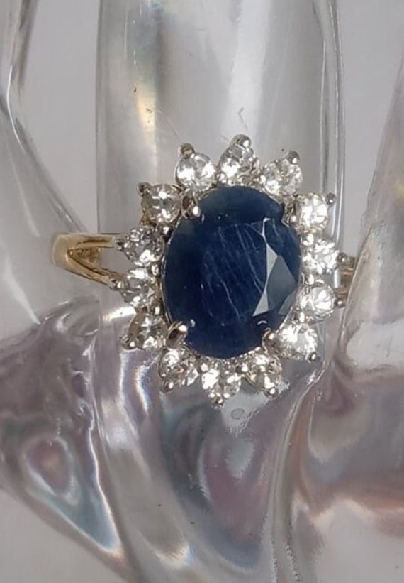 Large Natural Sapphire Ring SS 8