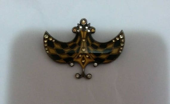 Art deco stylized Harelquin pattern enamel  pin - image 2