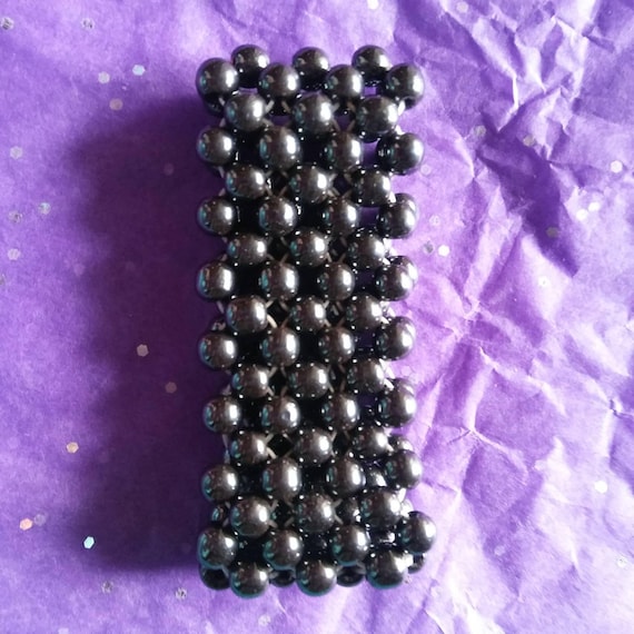 Wide woven Hematite bead Bracelet - image 3