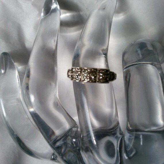 Art Deco Paste Wedding Band Ring SS 5 - image 4