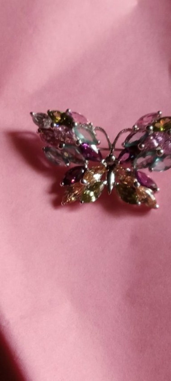 pastel CZ butterfly pin pendant SS - image 5