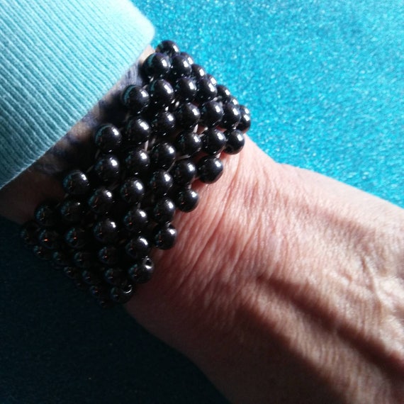 Wide woven Hematite bead Bracelet - image 2