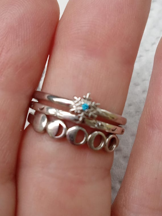 minimalist sterling celestial set stack rings and… - image 4