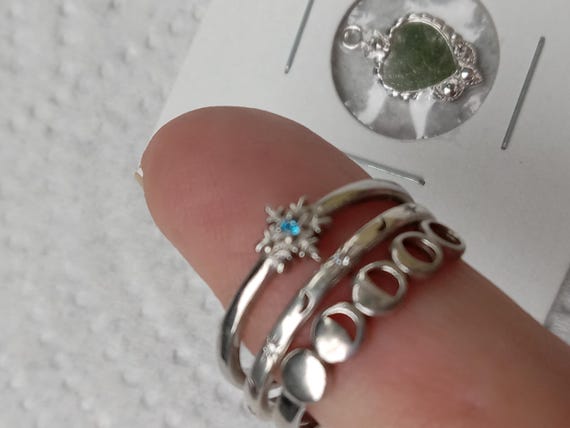 minimalist sterling celestial set stack rings and… - image 1