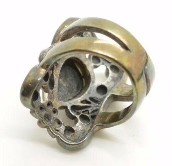 Gothic scroll tear drop onyx ring 6.5 - image 5