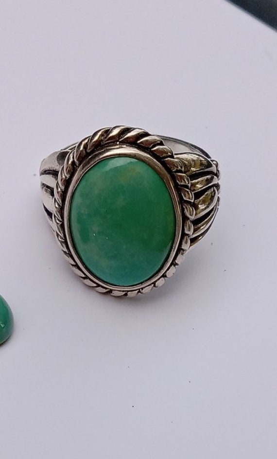 Bluish green large turquoise ring SS 9