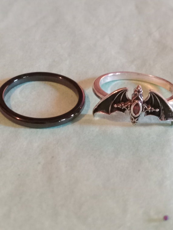 Gothic bat stack ring set  7