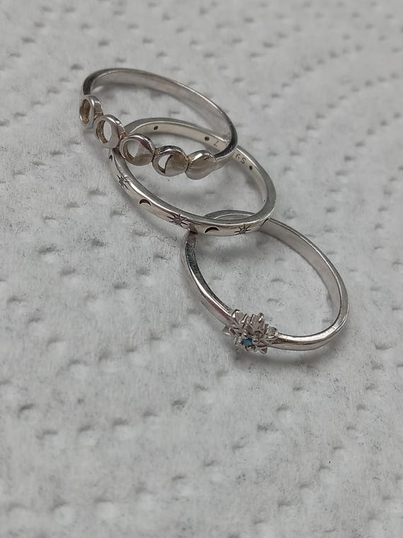 minimalist sterling celestial set stack rings and… - image 6