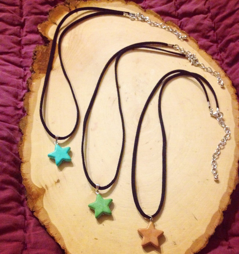 Dyed Stone Star Necklaces