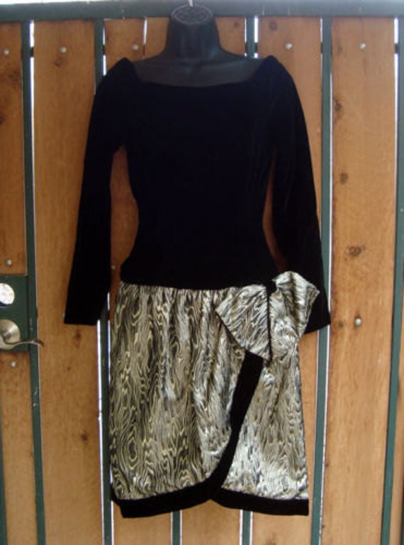 SALE: Lillie Rubin designer Black Velvet & Gold l… - image 1