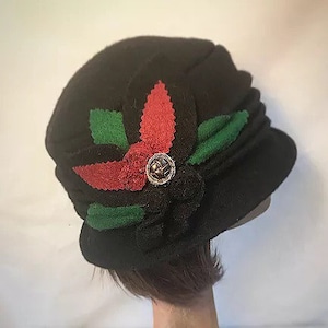 Chapeau confortable noir, cadeau pour maman, chapeau Cloche, chapeau de style vintage, couvre-chef, chapeau vintage des années 1930,