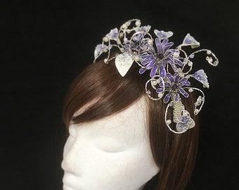 Purple fascinator, purple veiled fascinator, mother of the bride, unique headdress, bespoke fascinator, Uk fascinator, bespoke fascinator