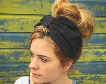 Black turban band , headscarf, vintage hairband, rockabilly turban, headband, summer hair band, turban, land girl turban, turban band