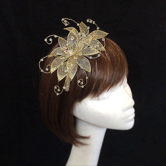 Gold Fascinator Mother of the Bride 