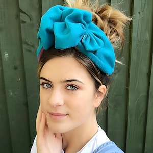 Blue wool turban headband, Warm headwear, Alice band, 1940s turban, headscarf, vintage band, Warm band, Ruffle turban, head-warmer
