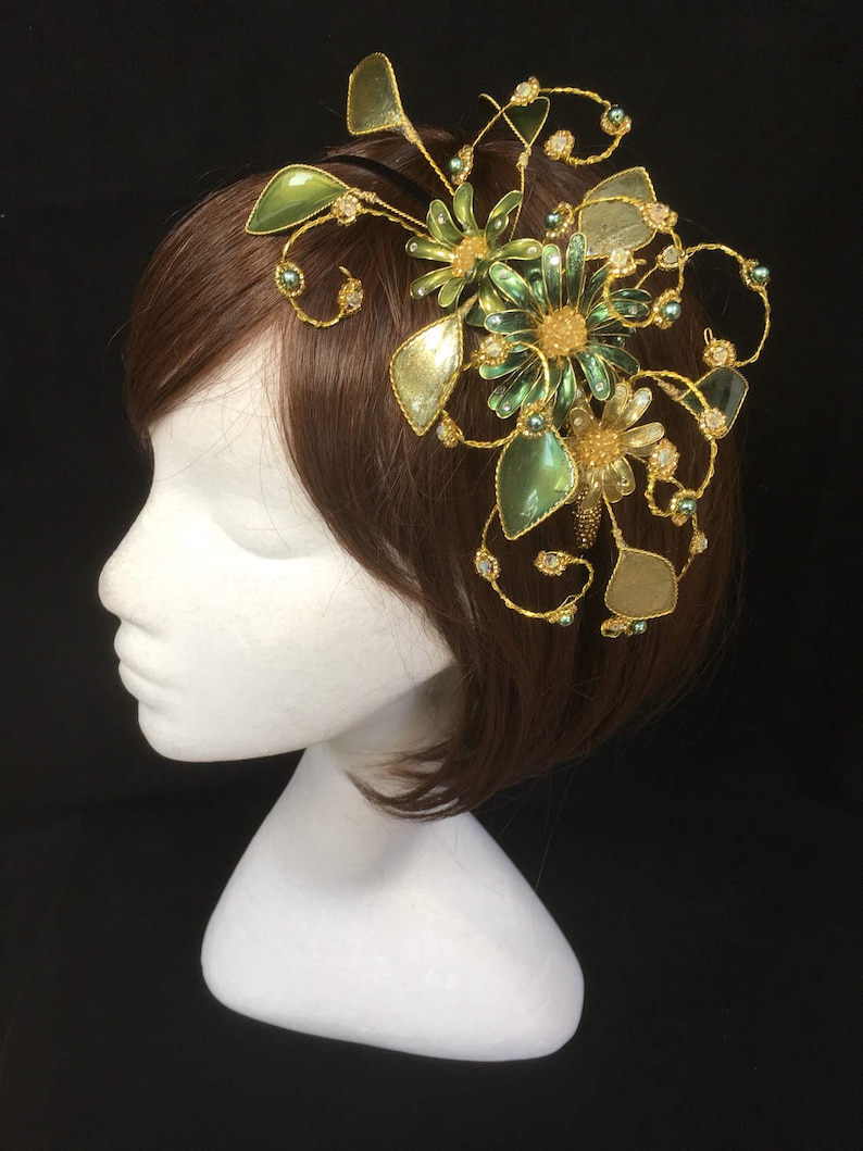 Green Fascinator Summer Tiara Flower Fascinator Wedding Etsy