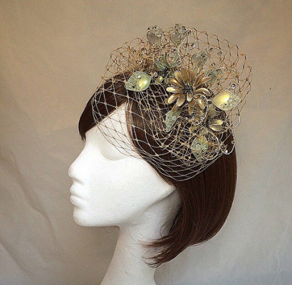 Wedding Fascinator, Veiled Hat, Bespoke Fascinator, Woodland 
