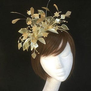 Gold wedding fascinator, Mother of the bride hat, Gold veiled fascinator, veiled fascinator, bespoke design, Best selling hat, UK fascinator