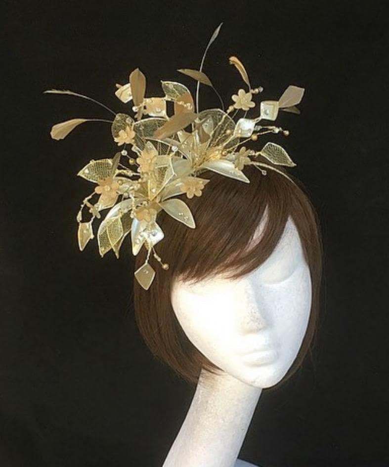Gold wedding fascinator, Mother of the bride hat, Gold veiled fascinator, veiled fascinator, bespoke design, Best selling hat, UK fascinator