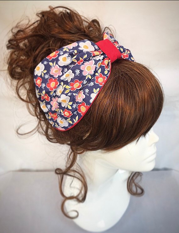Foulard Cheveux Carré Coton 54cm Rouge Et Blanc - Motif Ancre Marine Pinup
