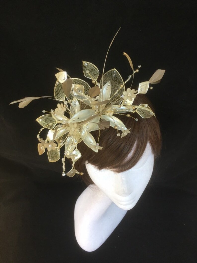 Gold Wedding Fascinator Mother of the Bride Hat Gold Veiled Etsy