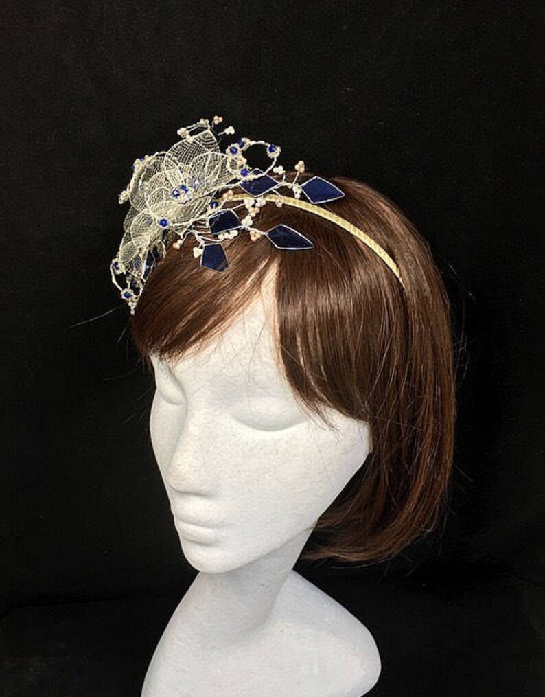 Silver Navy Fascinator Mother of the Bride Summer Wedding Etsy UK