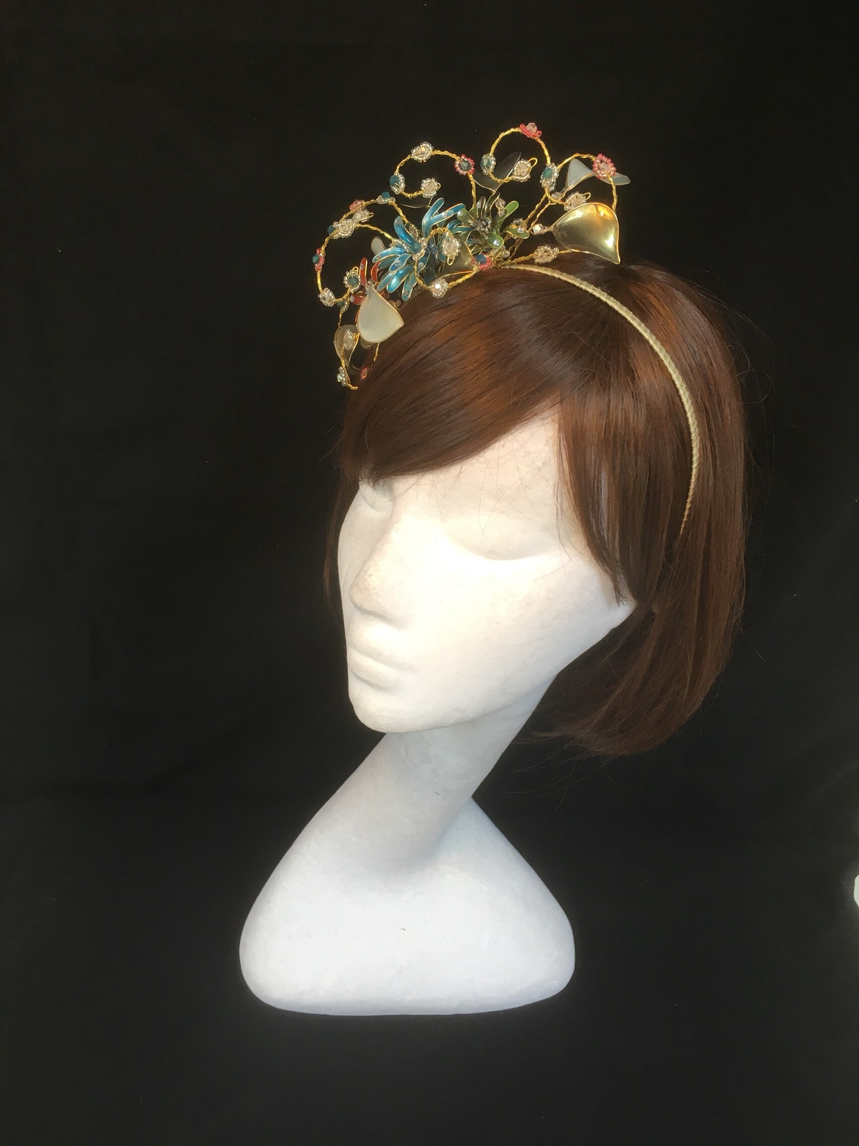 Gold fascinator blue fascinator mother of the bride Summer Etsy
